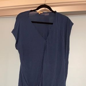 Anthropologie Bordeaux faux wrap cap sleeve shirt size L